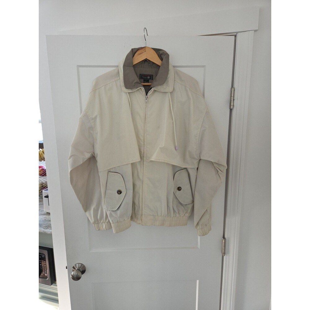 #99 Vintage Taylor's Row Finery Beige Polyester zip up men's windbreaker coat